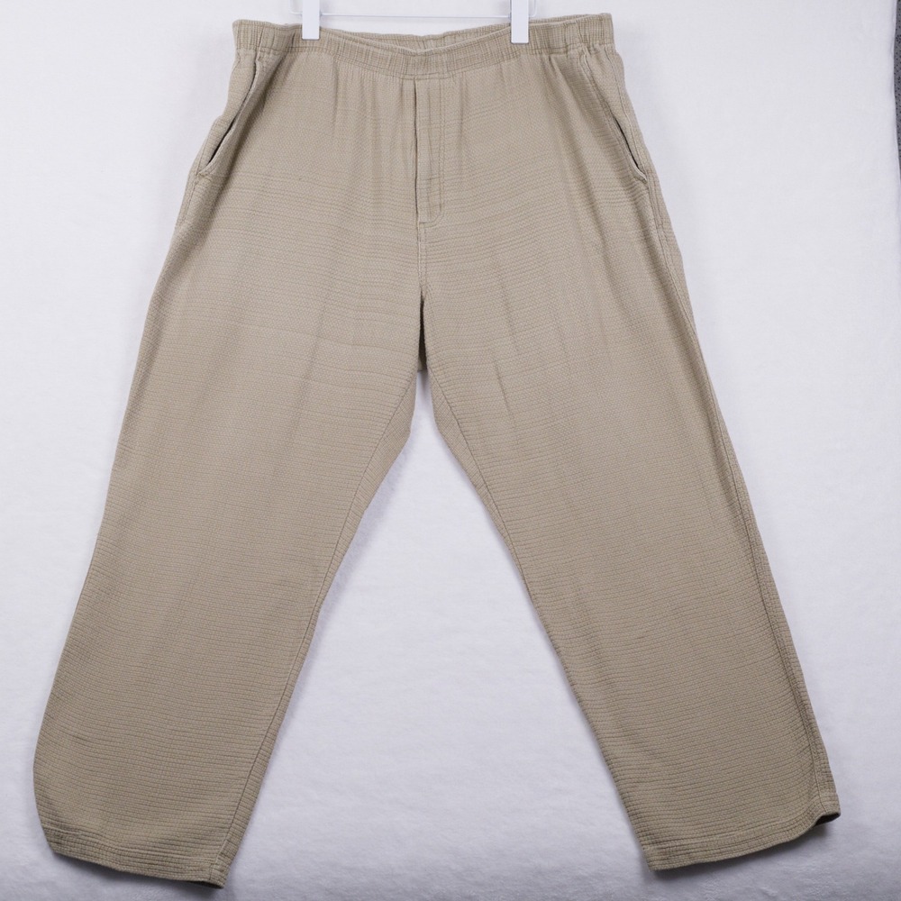 TERRITORY AHEAD Textured Waffle Weave Cotton Pants Drawstring Beige Mens Sz XXL